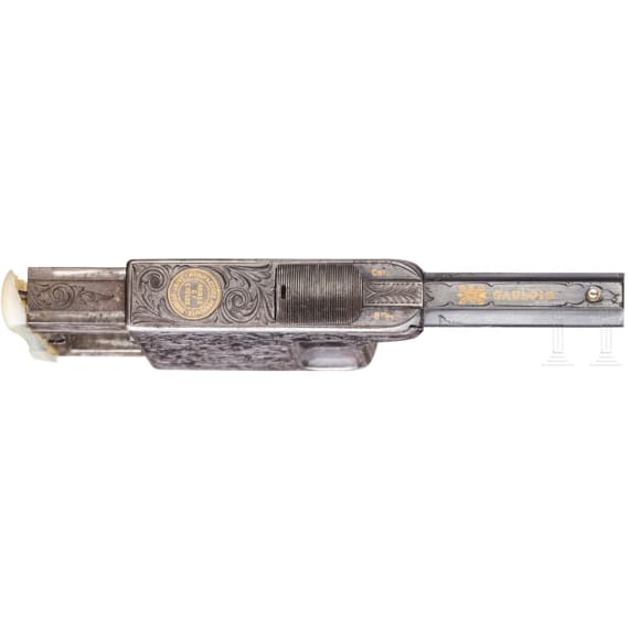 Handdruckpistole Gaulois, graviert
