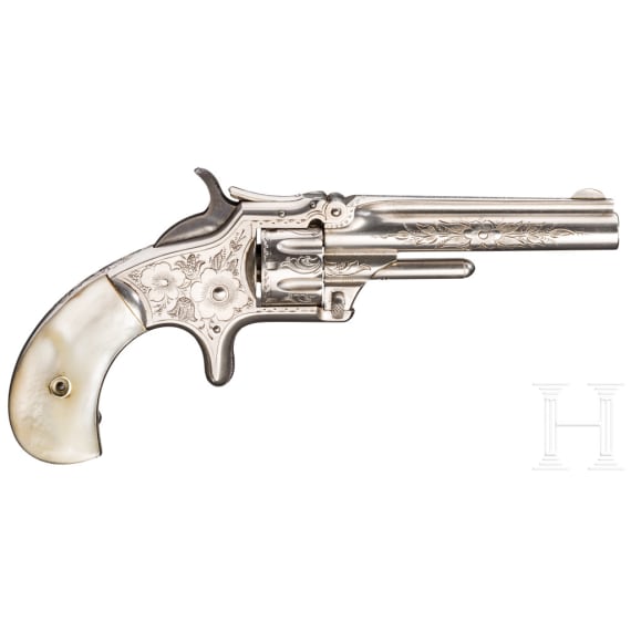 Smith & Wesson Mod. No. 1, 3rd Issue, graviert, vernickelt, in Kassette
