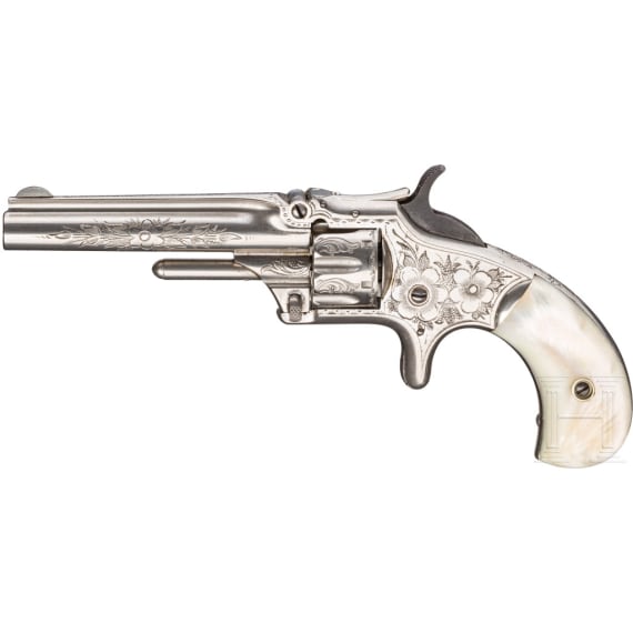 Smith & Wesson Mod. No. 1, 3rd Issue, graviert, vernickelt, in Kassette