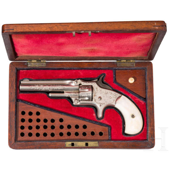Smith & Wesson Mod. No. 1, 3rd Issue, graviert, vernickelt, in Kassette