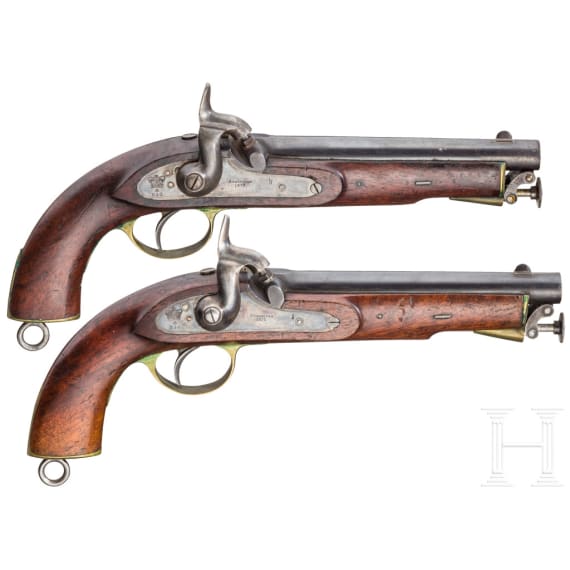 Ein paar Perkussionspistolen Sea-Service, Birmingham, 1870 und 1871