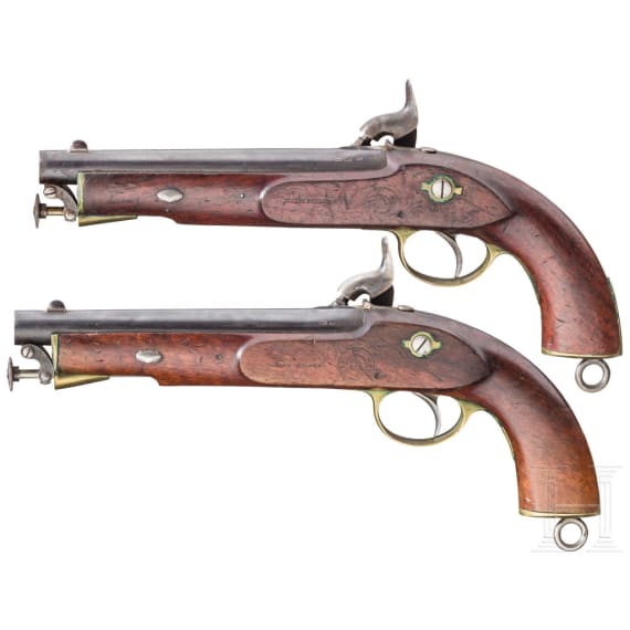 Ein paar Perkussionspistolen Sea-Service, Birmingham, 1870 und 1871
