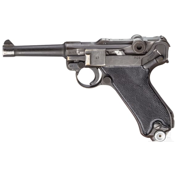 Pistole 08, Mauser, Code "42 - byf" (port. Typ 942), mit Tasche