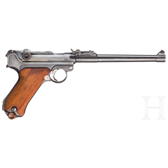 Lange Pistole 08, DWM 1918, mit Brett