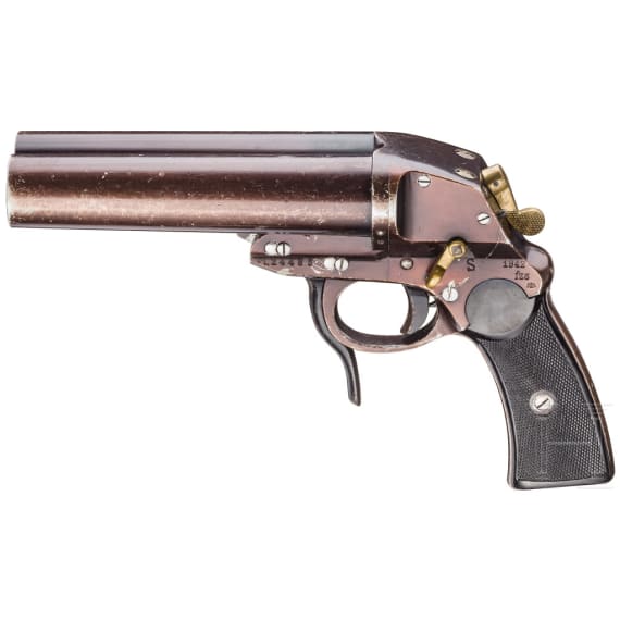 Doppell&auml;ufige Fliegerleuchtpistole Mod. L, Krieghoff, Code "fzs"