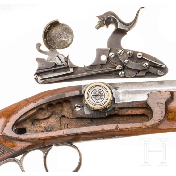 Pistole mit Z&uuml;ndpillensystem, J. Jung & Comp., Wien, um 1820