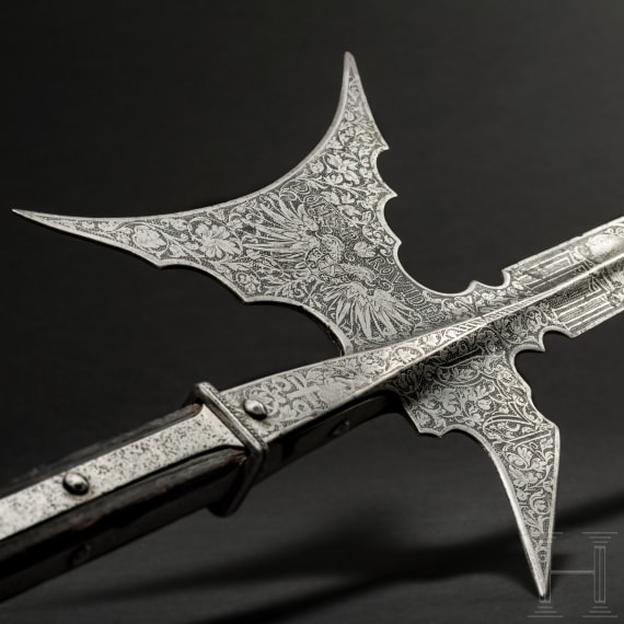 An etched halberd for the trabant guard of Emperor Maximilian II, Augsburg, dated 1571