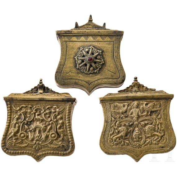 Three Balkan-Turkish cartouche boxes, 19th century