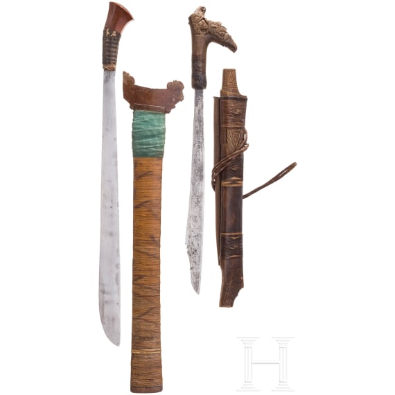 Klewang der Moro und Mandau, Philippinen, um 1900