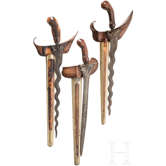 Three Balinese or Javanese krises, circa 1900