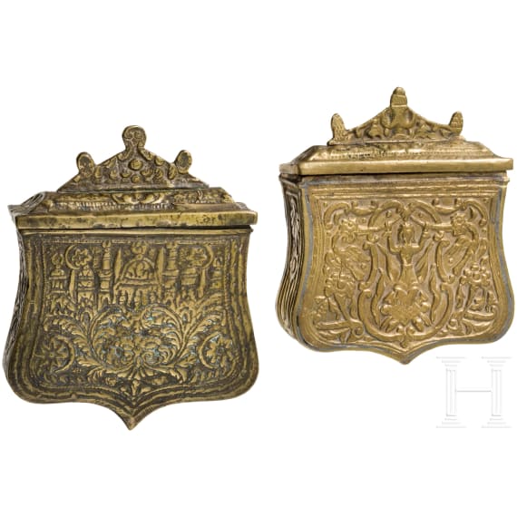 Two Ottoman/Greek cartouche boxes, 19th century