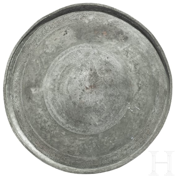 A large Ottoman plate made of engraved copper, 19th century