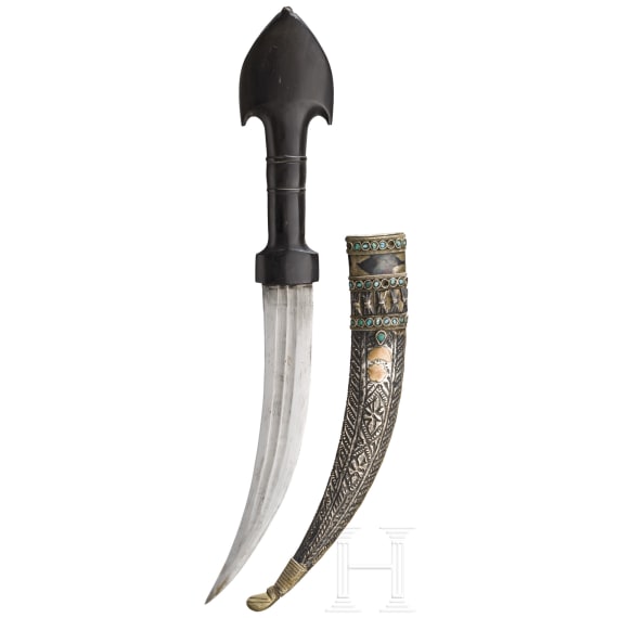 A Syrian silver-mounted djambia,19th century