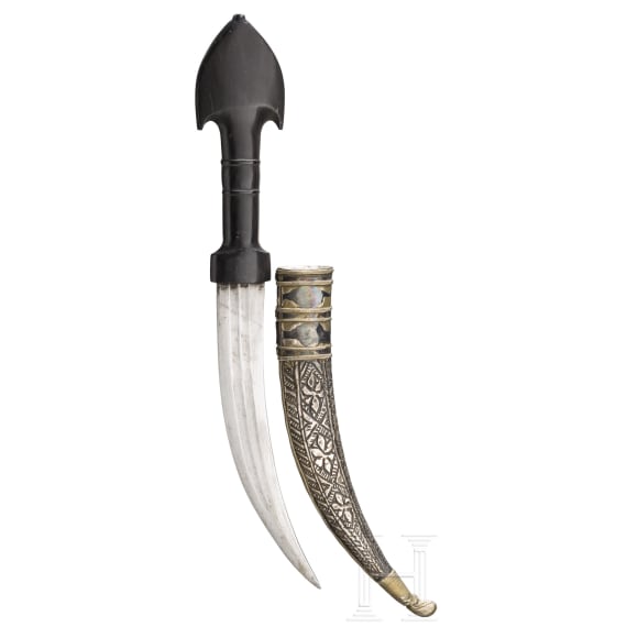 A Syrian silver-mounted djambia,19th century