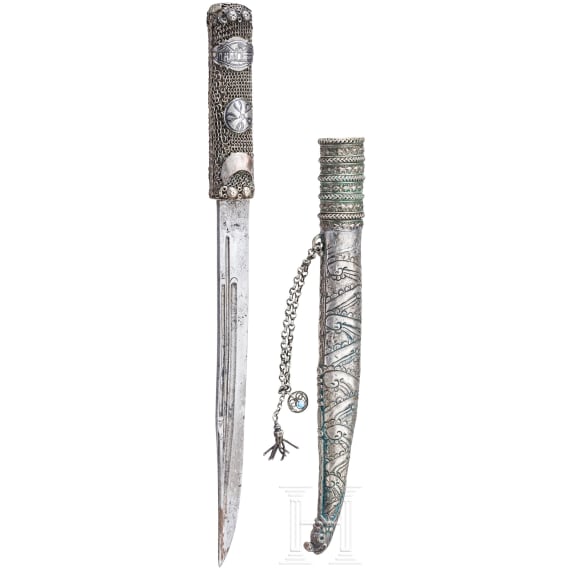 A silver-mounted knife, Caucasus, 19th century