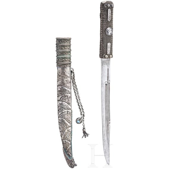 A silver-mounted knife, Caucasus, 19th century