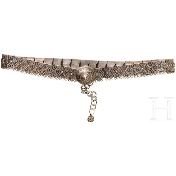 A nielloed silver belt, Caucasus, around 1900