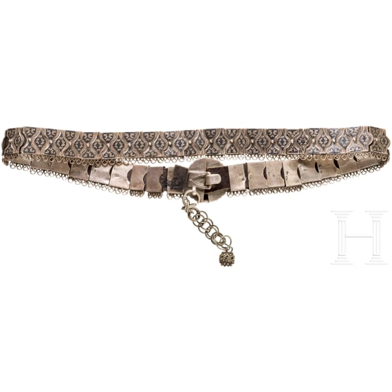 A nielloed silver belt, Caucasus, around 1900