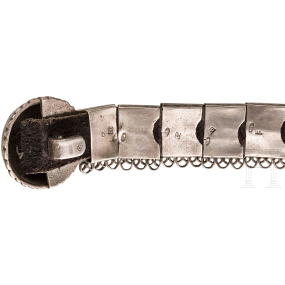 A nielloed silver belt, Caucasus, around 1900