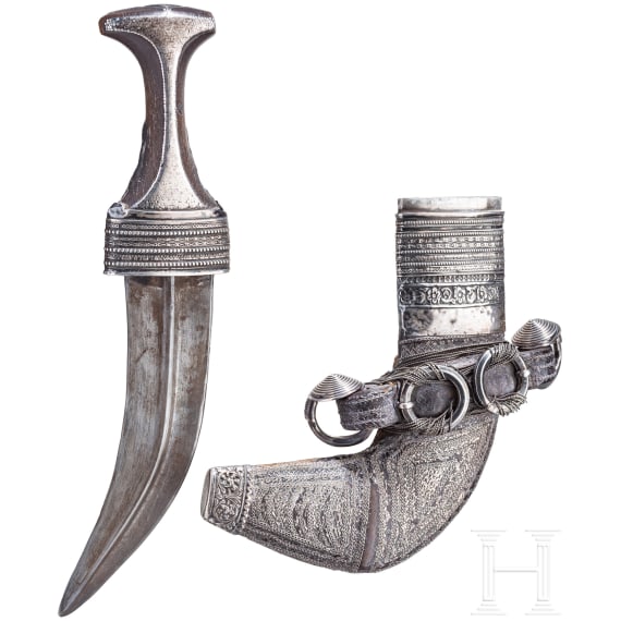 A silver-mounted djambia, Yemen, 19th century