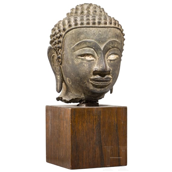 The bronze head of a Thai Buddha, 17th/18th century