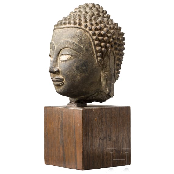 The bronze head of a Thai Buddha, 17th/18th century