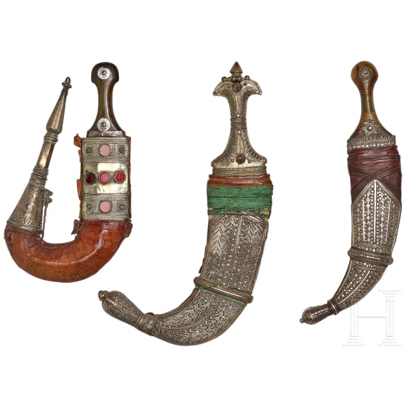 Three djambias from the Arabian Peninsula, 1st half of the 20th century