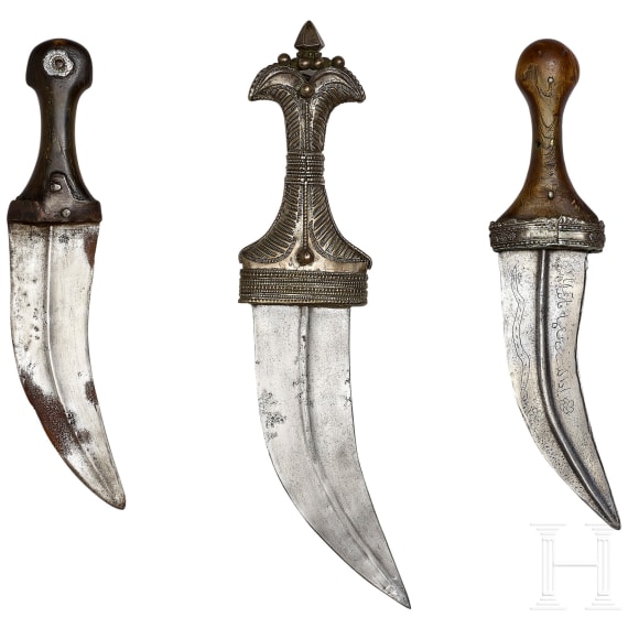 Three djambias from the Arabian Peninsula, 1st half of the 20th century