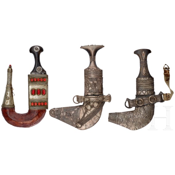 Three djambias from the Arabian Peninsula, 1st half of the 20th century