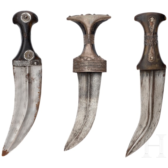 Three djambias from the Arabian Peninsula, 1st half of the 20th century