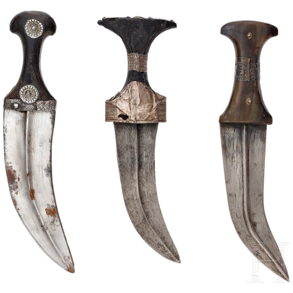 Three djambias from the Arabian Peninsula, 1st half of the 20th century