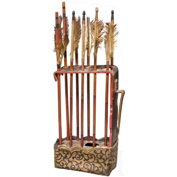 A Japanese palanquin quiver with nine arrows, late Edo period