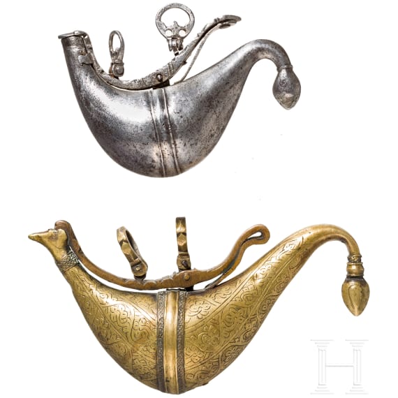 Two Afghan powder flasks, 19th century