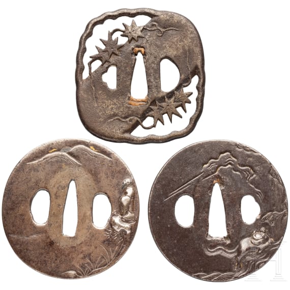 Three tsuba, Japan, Edo Period