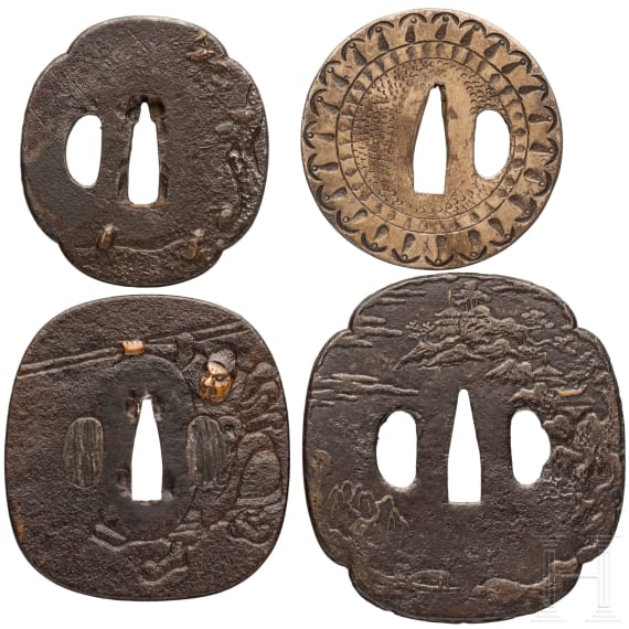 Four tsuba, Japan, 2nd half Edo period