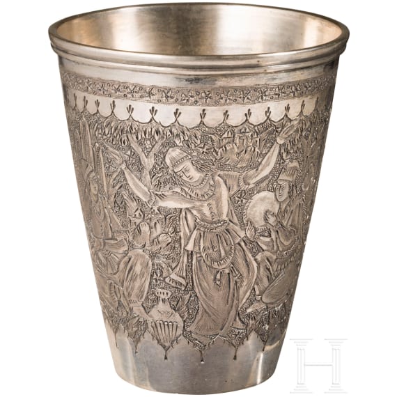 An engraved drinking cup, Persia, Isfahan, around 1900
