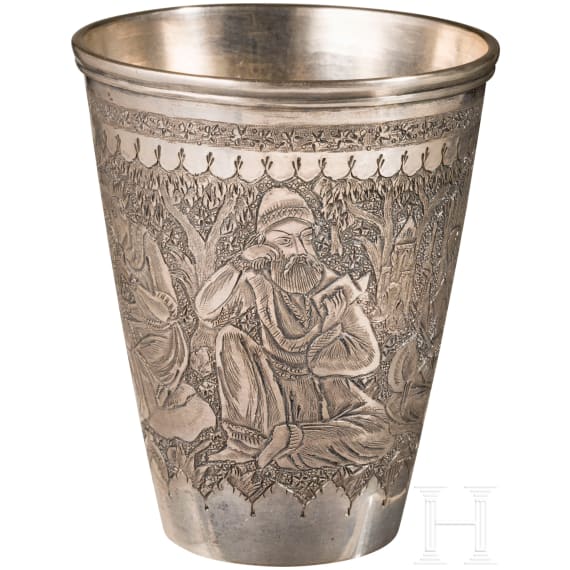 An engraved drinking cup, Persia, Isfahan, around 1900