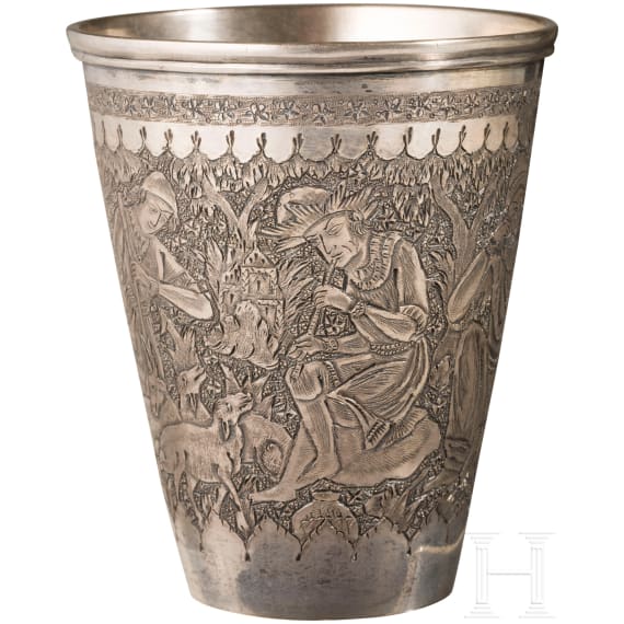 An engraved drinking cup, Persia, Isfahan, around 1900