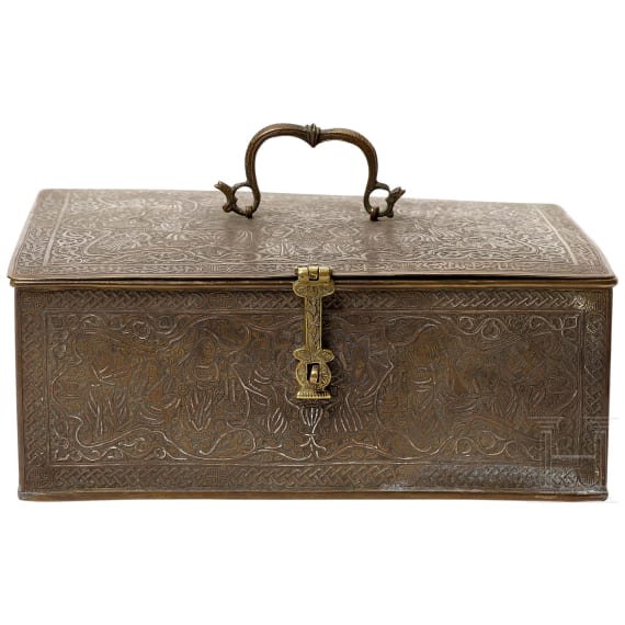 Engraved metal cassette, Persia, c. 1900