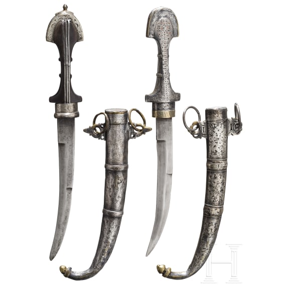 Two Moroccan silver-mounted koummyas, circa 1900
