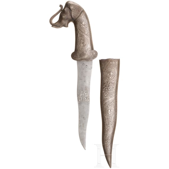An Indian silver-damascened khandjar, 20th century
