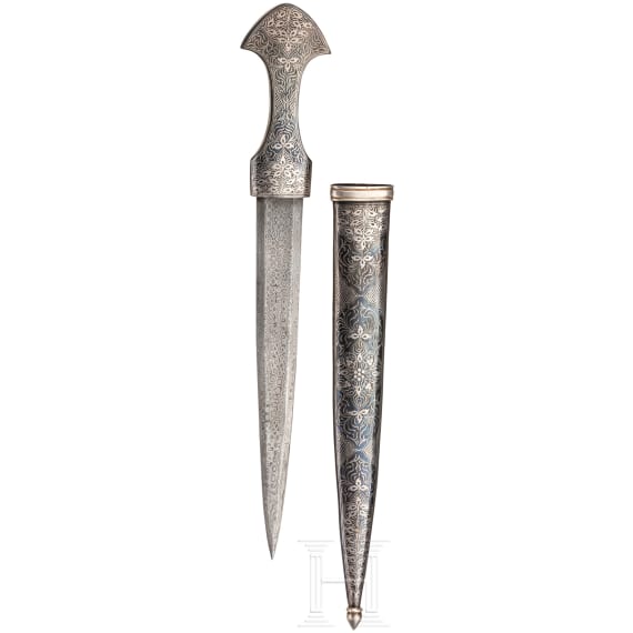 An Indian silver-damascened khandjar, 20th century