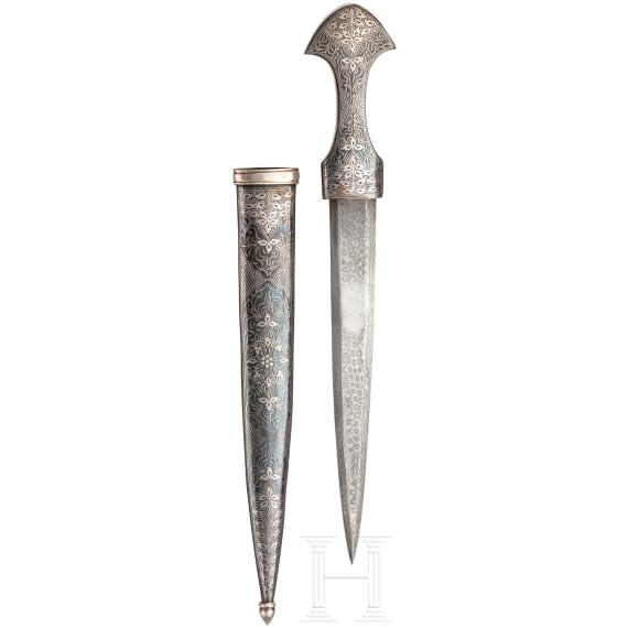 An Indian silver-damascened khandjar, 20th century