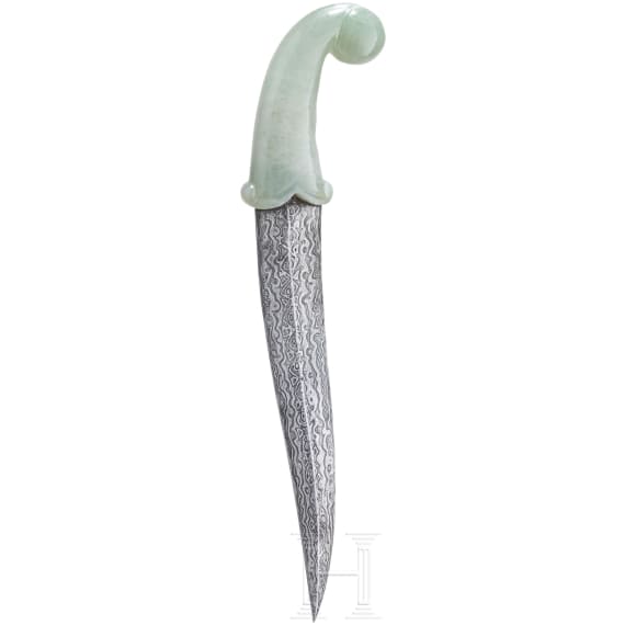 An Indian khandjar with jade handle, 20th century