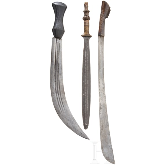 Three Central African swords and knives, around 1900