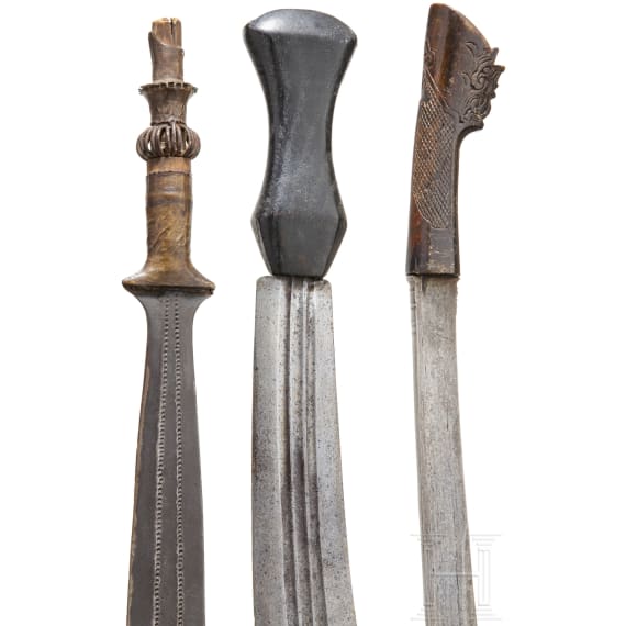Three Central African swords and knives, around 1900