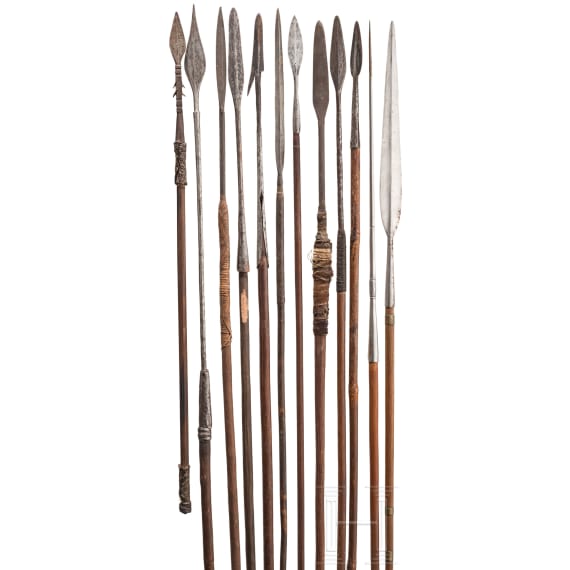 Twelve Central African spears, 19th and 20th centuries