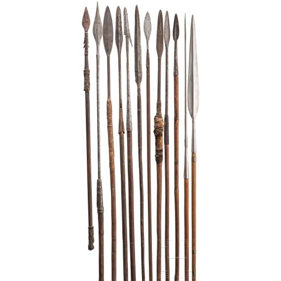 Twelve Central African spears, 19th and 20th centuries