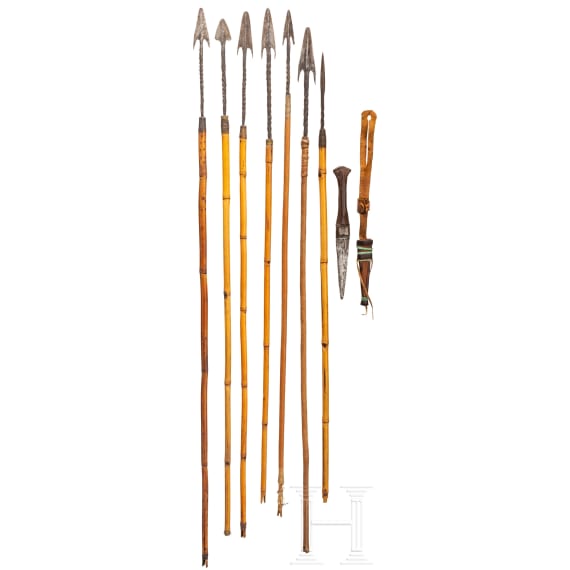Seven African arrows and a Tuareg knife