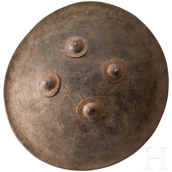 An Indian elephant leather shield, 19th century